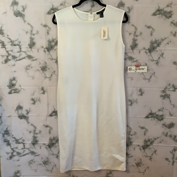 Large Ivory Knit Exposed Zipper Sleeveless Dress - Picture 1 of 12